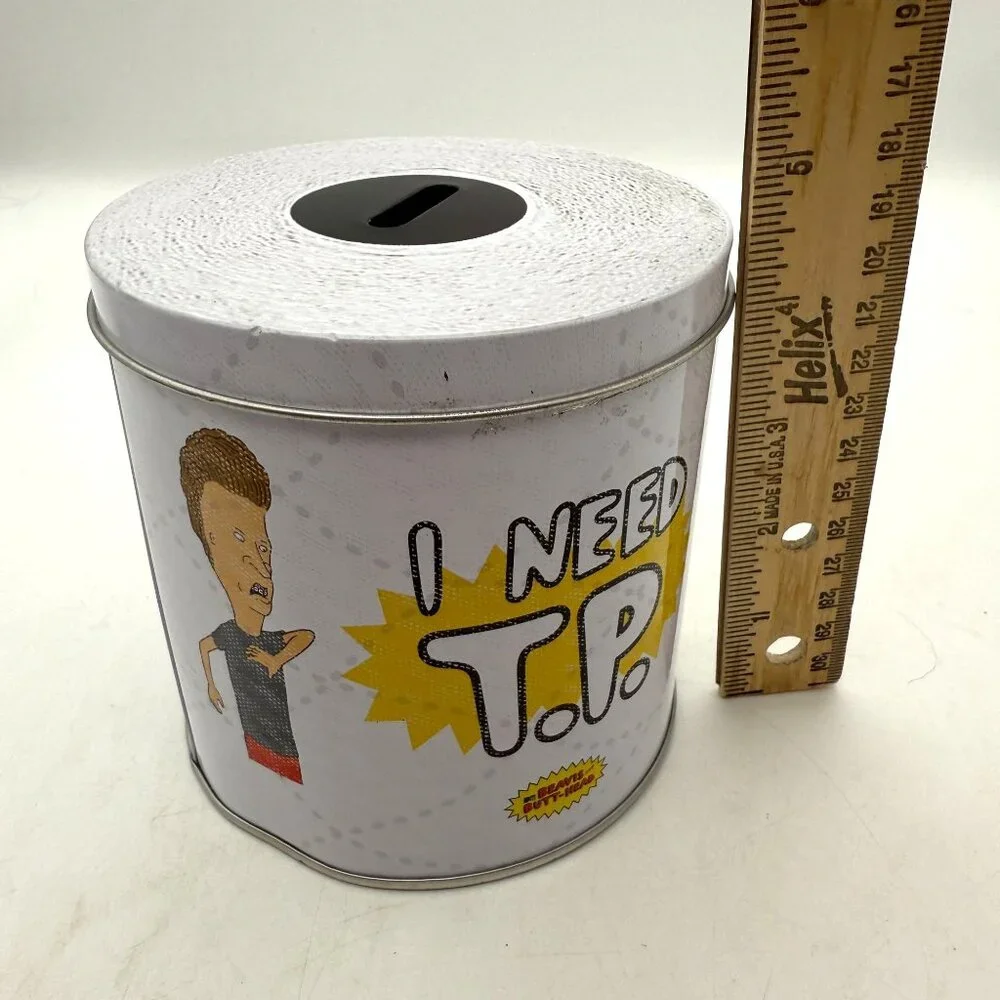 Beavis & Butt-Head Need TP Bunghole Cornholio Coin Bank Metal Tin MTV Mike Judge